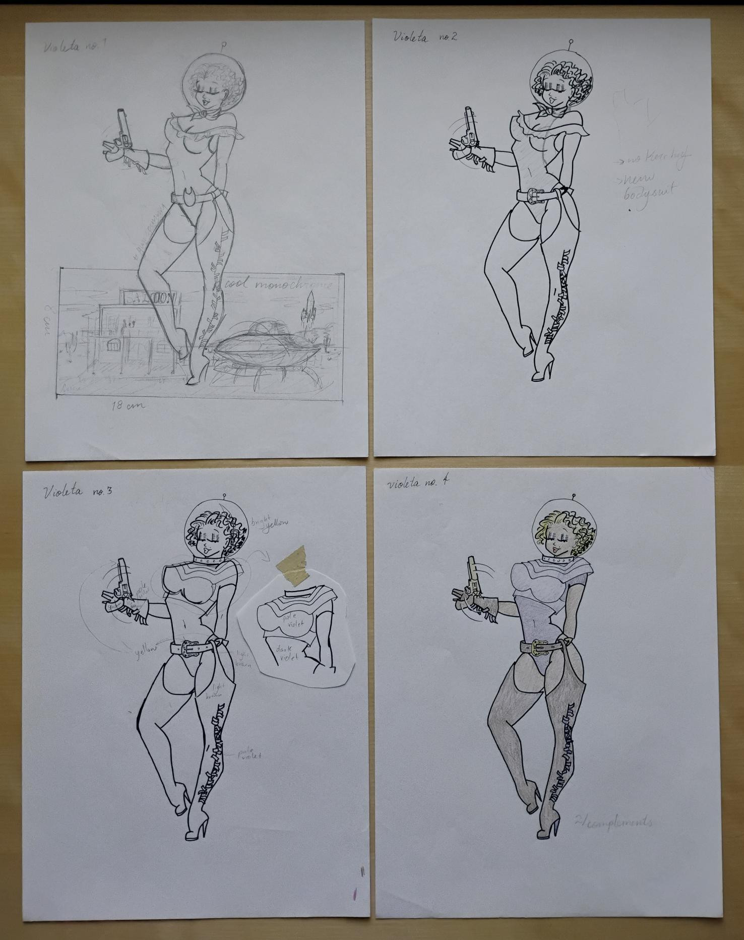 Purple Space Babe Sketches